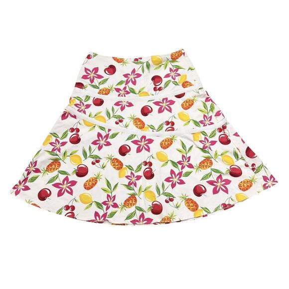 Vintage Gemilli Fruit Print‎ Midi Skirt Sz 12 Pineapple Lemon Cherry Cottagecore - Picture 1 of 11